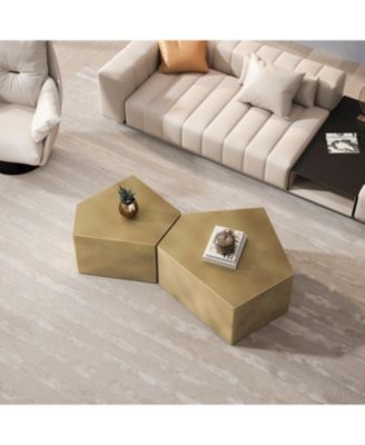 Set of 2 Irregular Pentagon Coffee Table Set