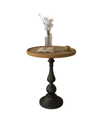 Retro Wooden End Table, Accent Coffee Table, Small Round Side Table
