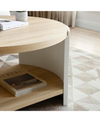 Set of 1 - 31" Round Coffee Table with Storage Shelf