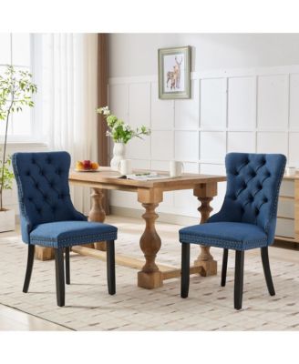 Nikki Tufted Upholstered Linen Dining Chair (Set of 2)