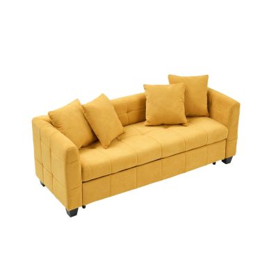 Streamdale Yellow 3-Seater Flannel Sofa Bed