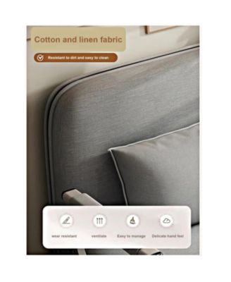 Streamdale 1 Pc. Grey Linen Upholstered Metal Frame Adjustable Folding Sofa Chair with Pillow