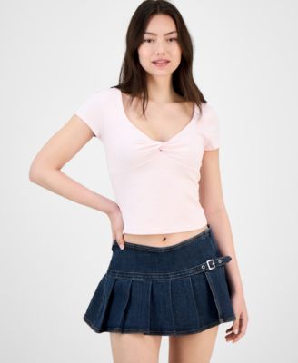 Madden Girl - Juniors' Twist-Front Scoop-Neck Top