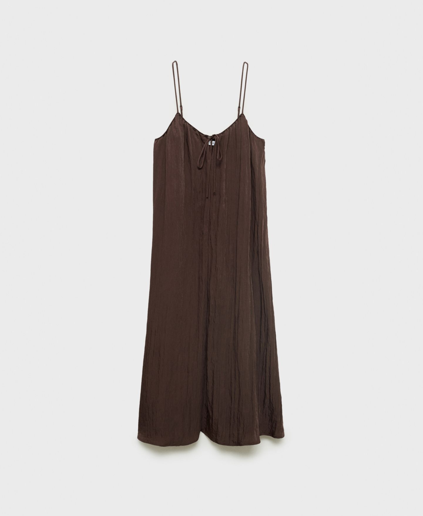 Женское платье Mango Bow Detail Textured Midi, цвет: Коричневый — фото 4