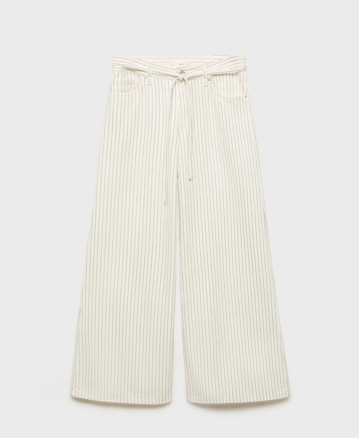 Shop Mango Women's Stripes And Belt Wide Leg Jeans