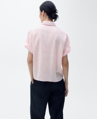 Women's Short Sleeve Linen-Blend Shirt