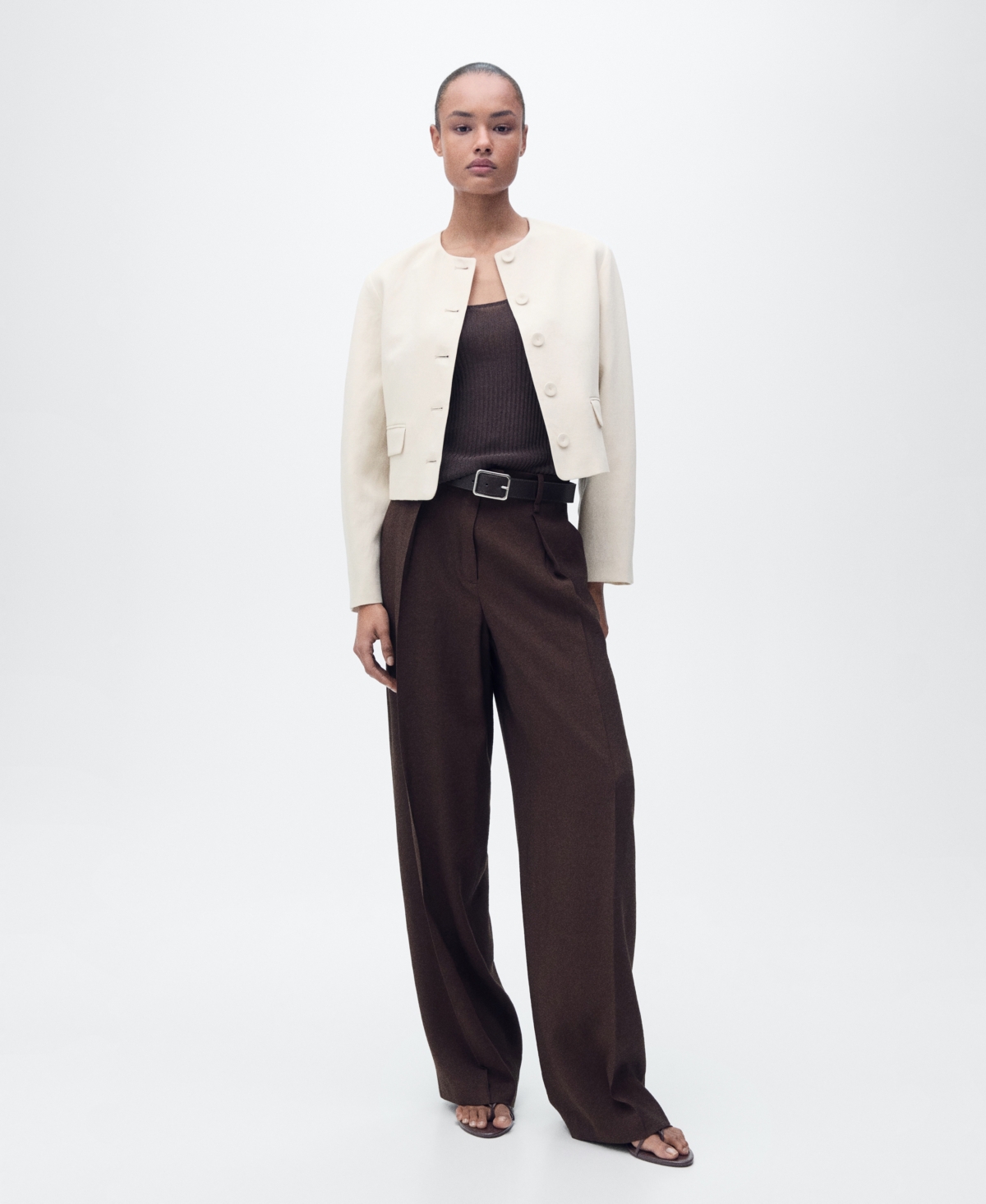 Shop Mango Women's Buttoned Linen-blend Jacket
