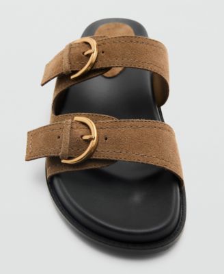 Women's Natural Fiber Strap and Buckle Leather Sandals