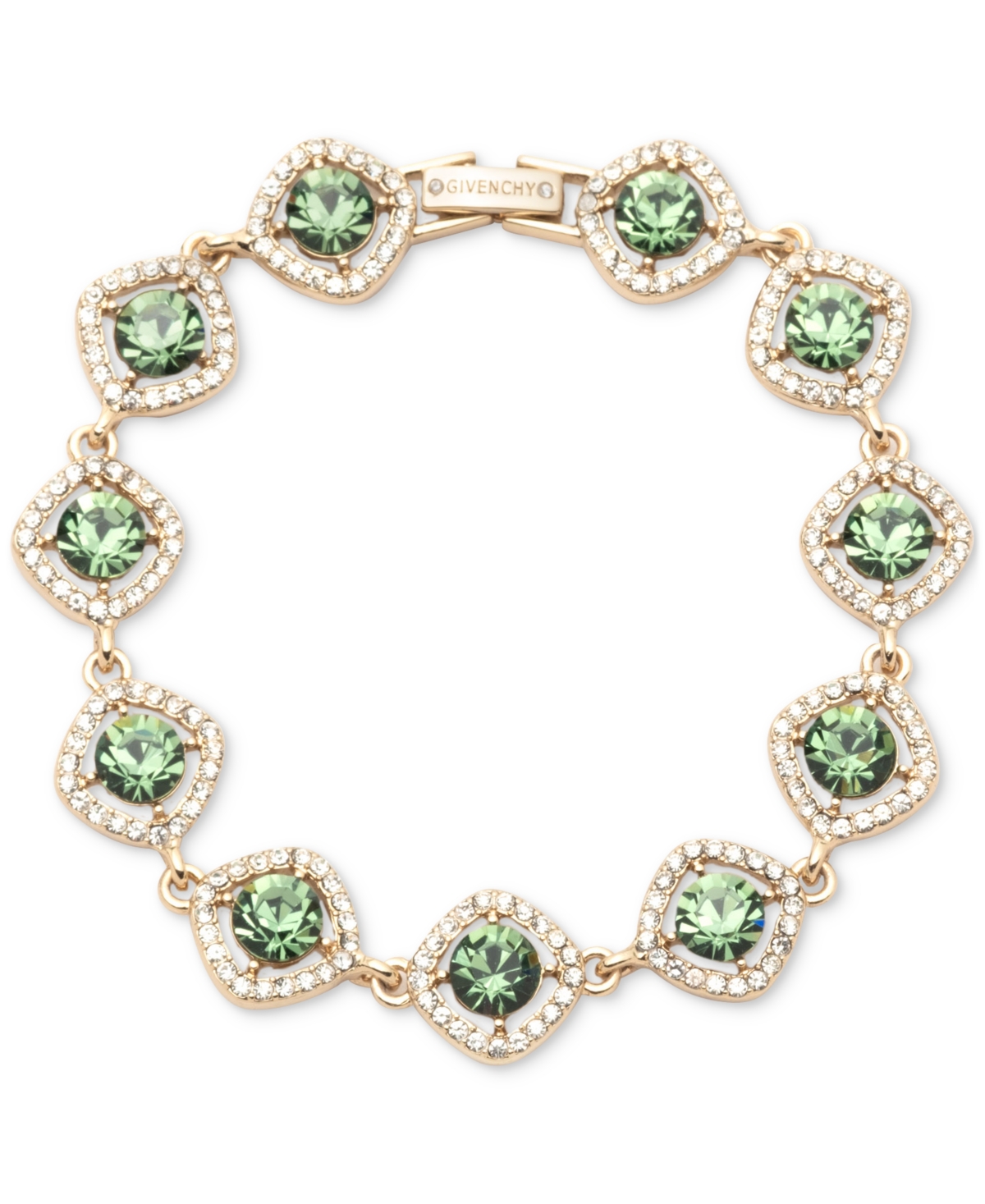 Pave & Round Crystal Halo Flex Bracelet - Lt/pas Grn
