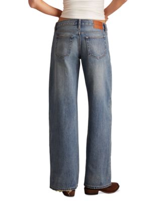 Juniors' Cotton Super Low Rise Ultra Wide Jeans