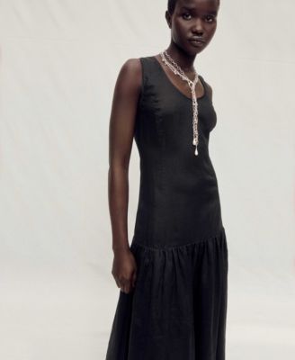 Women's Ruffled Linen-Blend Dress