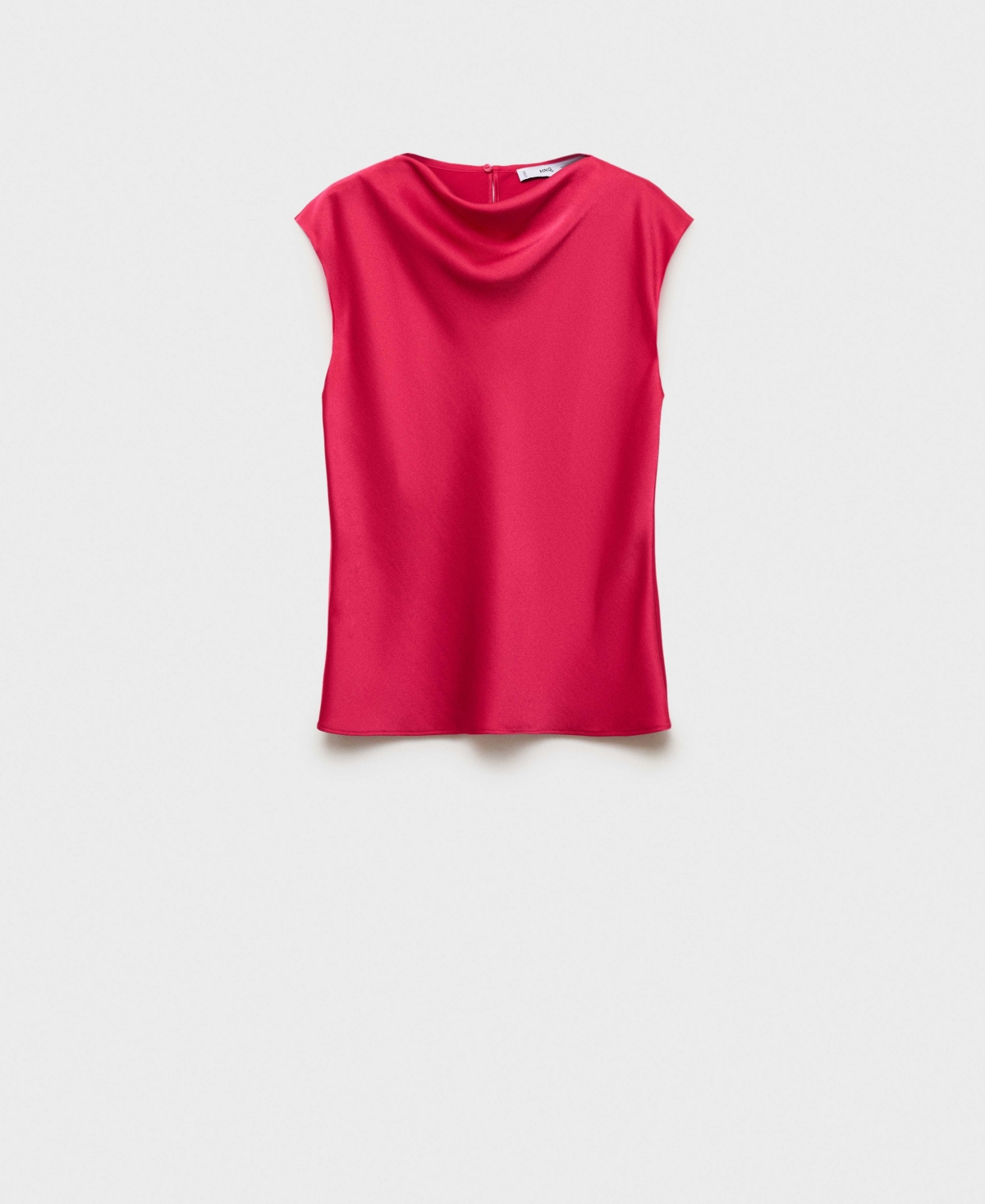 Mango Satin Blouse With Draped Neck Strawberry