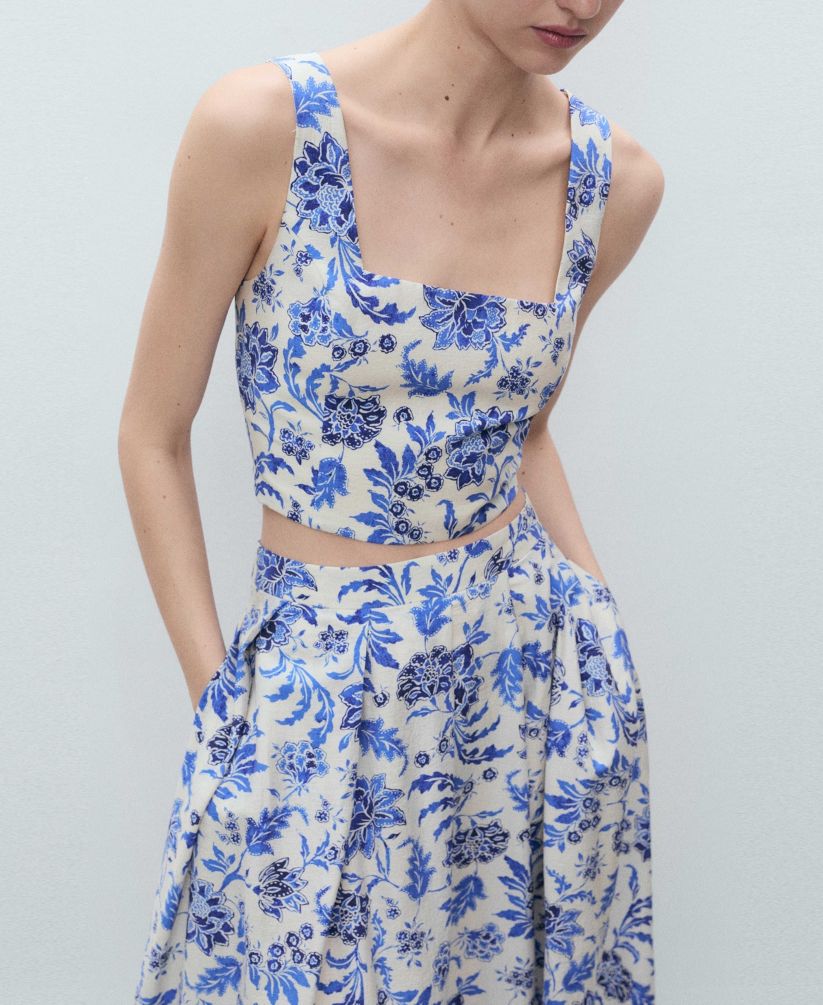 Mango Women's Long Floral Flared Skirts