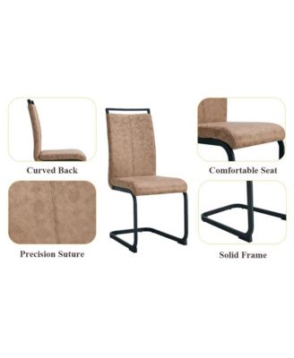 Streamdale Textured Wood MDF Dining Table Set, 4 Fabric Chairs (67"x36