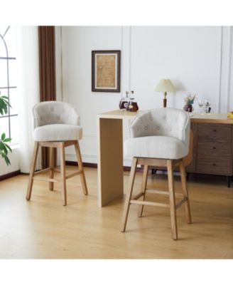 Swivelling Counter Stools Set of 2, Counter Height with Backrest