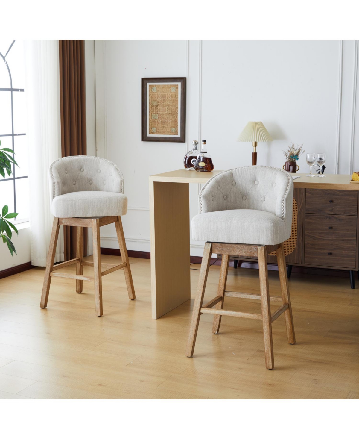 Streamdale Furniture Swivelling Counter Stools Set of 2, Counter Height with Backrest