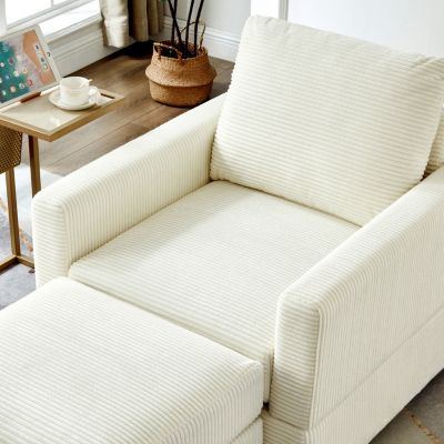 Corduroy Chaise Lounge with Ottoman for Living Room