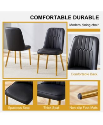 Streamdale Set of 8 Dining Chairs with PU Backrest and Gold Metal Legs