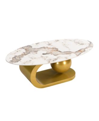 Modern Marble Pattern Coffee Table with Gold Base (47.2")