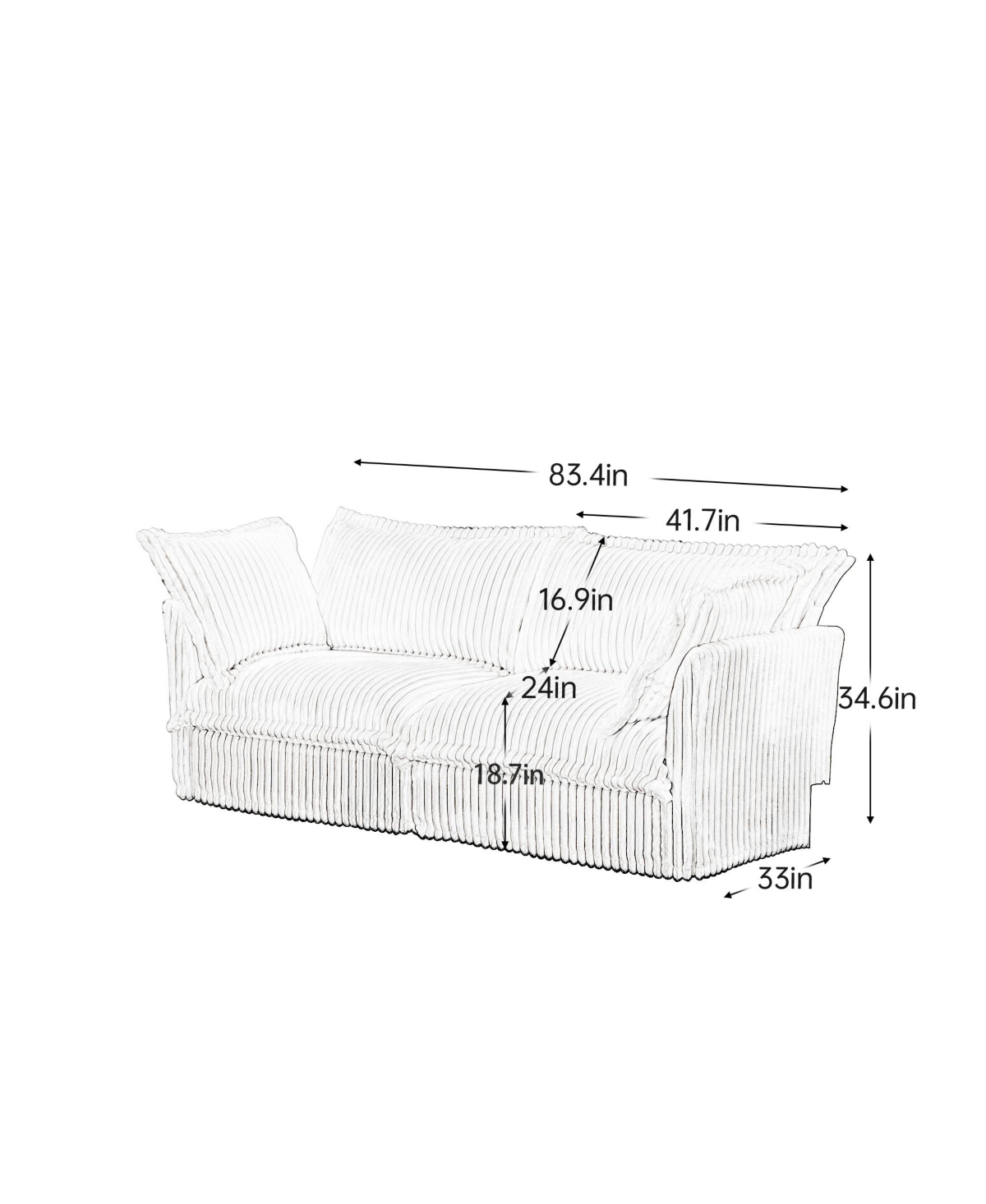 Streamdale Furniture 2-Seat Slipcovered Sofa with Detachable Cover & Deep Cushions
