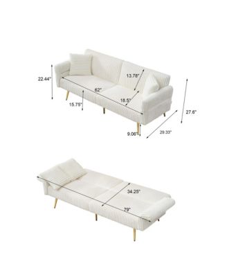 Streamdale 79 inch corduroy sofa bed, foldable double sofa bed with folding armrests, suitable for living rooms and small spaces