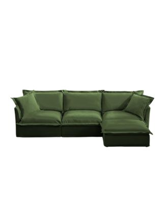 L-Shaped Sectional Sofa with Convertible Ottoman & Pillows