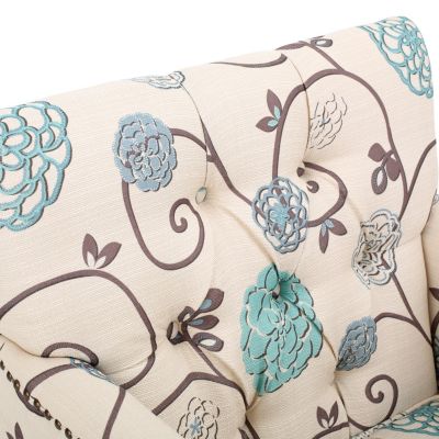 Streamdale Contemporary Club Chair in Blue and Beige Floral Fabric