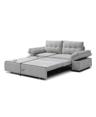 Streamdale Grey Linen Sleeper Sofa Bed with Pull Out Chaise