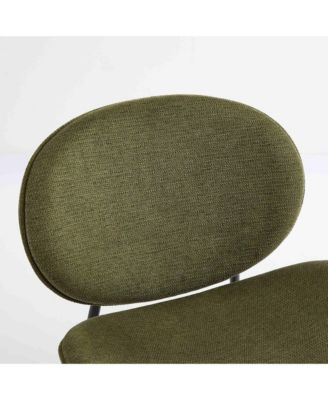 Streamdale Mid-Century Shell Chair Walnut Finish, Green Fabric, Comfortable Backrest