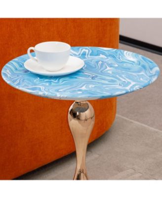 Streamdale Modern Round Coffee Table, Metal Pedestal Table for Small Spaces