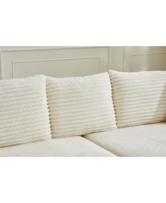 Streamdale Modern Sectional Couch, 2 Pieces Corduroy Couch Cushion Covers, Soft Stretch Sofa Slipcovers with 2pcs Pillows