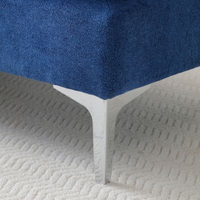 Streamdale 55" Fabric Chaise Lounge – Blue Upholstery with Armrest & Pillow – Modern Chair