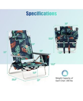 2 Pieces Folding Backpack Beach Chair with Pillow