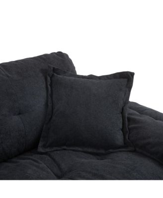 Chenille Recliner Sofa with Pillows & Memory Foam