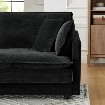 Streamdale Modern L-Shaped Sectional Sofa with Ottoman, 4-Seat Couch (Black