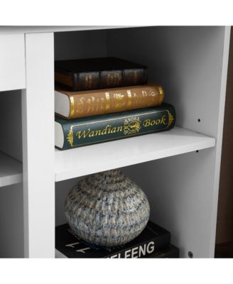 Sliding Door TV Cabinet with Glass Doors and Adjustable Shelves, 59"W x 15.9"D x 27.8"H