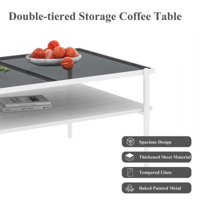 Streamdale Modern Coffee & End Tables Set, Glass & MDF (Grey)