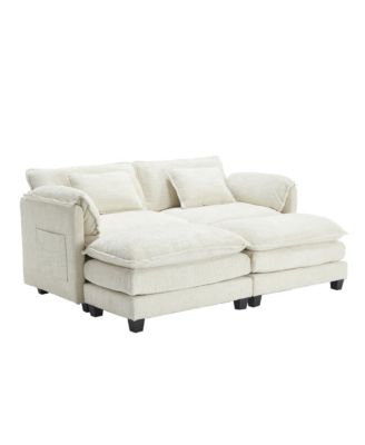 Luxurious Chenille Sofa with Detachable Armrests