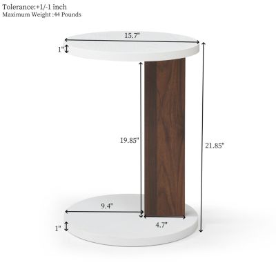 Rustic C-Shaped End Table for Living Room, Bedroom