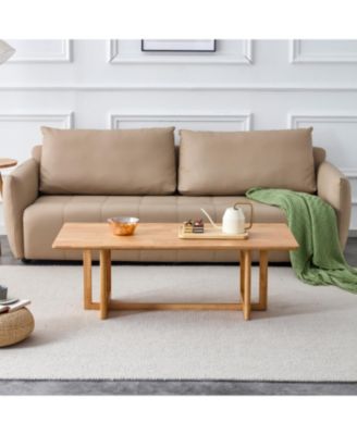 Chinese style log wind Imitation rattan tea table rectangular solid wood coffee table small family living room tea table