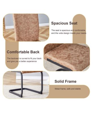 Streamdale Modern Grey Marble Table with Metal Frame and 4 Arched Brown Fabric Chairs