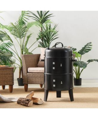 3-in-1 Charcoal BBQ Grill Cambo with Built-in Thermometer