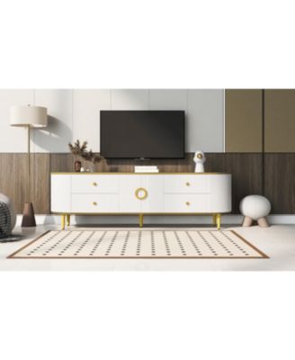 Modern TV Stand - 80 Inch TV Console with Drawers & Cabinet