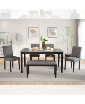 Streamdale 6-Piece Light Grey & Black Dining Set with Bench
