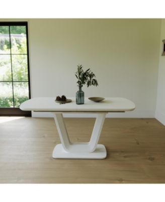 Streamdale Expandable White Dining Table, U-Legs, Home/Office