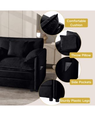 Streamdale Oversized Chenille Loveseat Sofa - Black