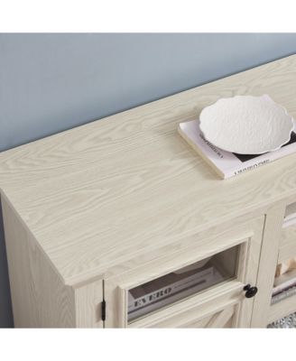 Farmhouse TV Stand, 60" Modern Entertainment Console with 2 Doors, White