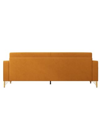 Streamdale Gold Accented Velvet Sofa - 3-Seat Couch for Living Room and Office
