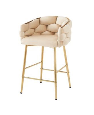 Streamdale Modern Counter Stools Set of 2, Beige, with Footrest