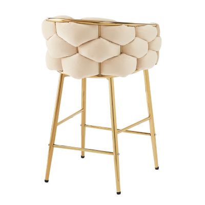 Streamdale Modern Counter Stools Set of 2, Beige, with Footrest